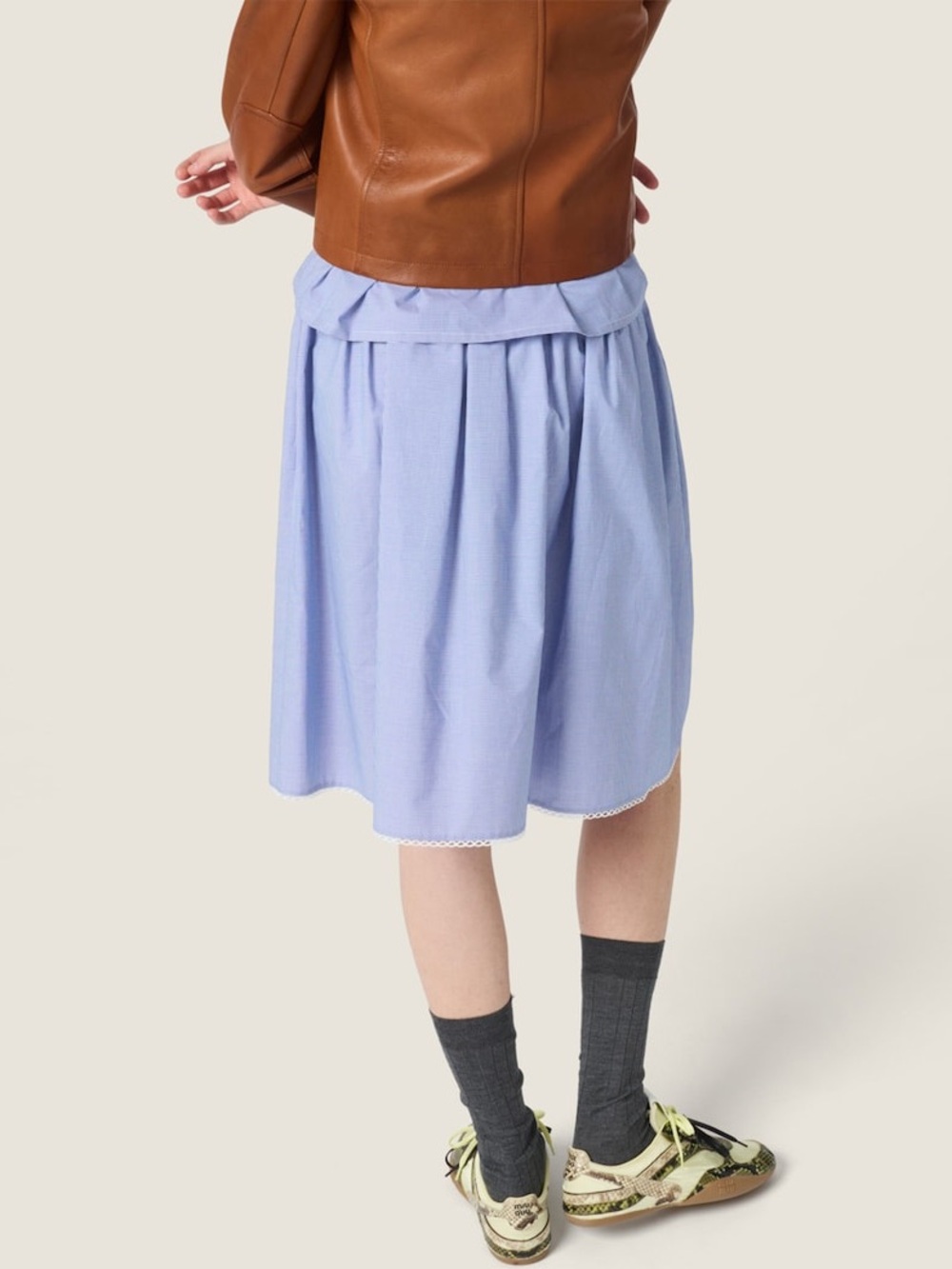 Miu Miu Cotton Gingham Midi Skirt It36 - Picture 3 of 6